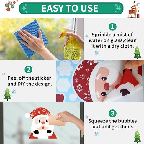 Christmas Window Clings, 9 Sheets Christmas Window Stickers Christmas Window Decals Xmas Window Clings for Glass Gnome Santa Snowman Snow Claus Window Decorations for Home School in Saudi Arabia