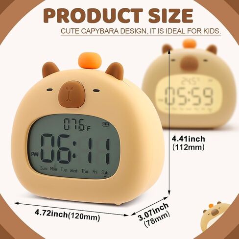 Kids Alarm Clock,Cute Capybara Clock Ok to Wake Alarm Clock for Kids,Capybara Alarm Clock Dimming Night Light,Children's Sleep Trainer,Birthday for Boy Girls Children(COLOR:Capybara) in Saudi Arabia