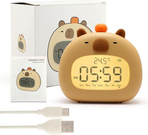 Kids Alarm Clock,Cute Capybara Clock Ok to Wake Alarm Clock for Kids,Capybara Alarm Clock Dimming Night Light,Children's Sleep Trainer,Birthday for Boy Girls Children(COLOR:Capybara) in Saudi Arabia
