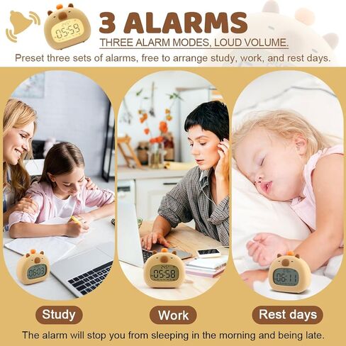 Kids Alarm Clock,Cute Capybara Clock Ok to Wake Alarm Clock for Kids,Capybara Alarm Clock Dimming Night Light,Children's Sleep Trainer,Birthday for Boy Girls Children(COLOR:Capybara) in Saudi Arabia