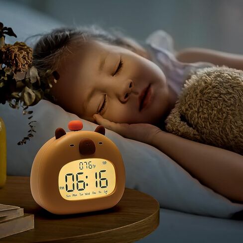 Kids Alarm Clock,Cute Capybara Clock Ok to Wake Alarm Clock for Kids,Capybara Alarm Clock Dimming Night Light,Children's Sleep Trainer,Birthday for Boy Girls Children(COLOR:Capybara) in Saudi Arabia