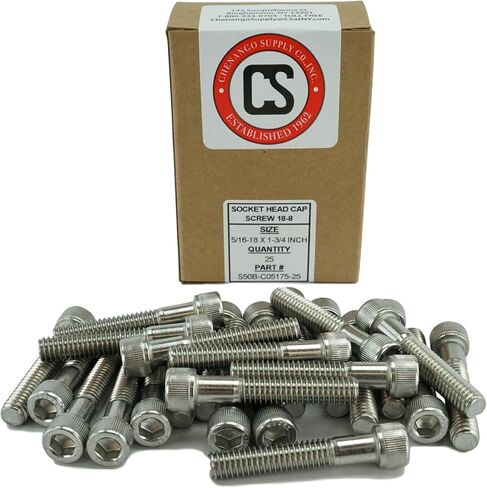 Stainless 5/16-18 x 1-3/4" (5/8" to 3" Available) Socket Head Cap Screws, Full Thread, Hex Drive, Stainless Steel 18-8, Coarse Thread (5/16-18 x 1-3/4) in Kuwait