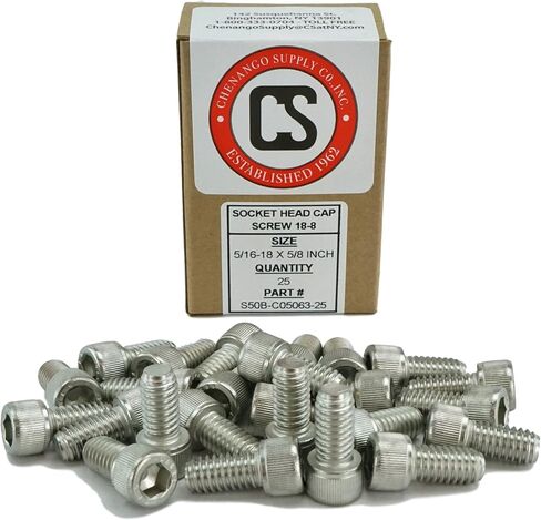 Stainless 5/16-18 x 1-3/4" (5/8" to 3" Available) Socket Head Cap Screws, Full Thread, Hex Drive, Stainless Steel 18-8, Coarse Thread (5/16-18 x 1-3/4) in Kuwait