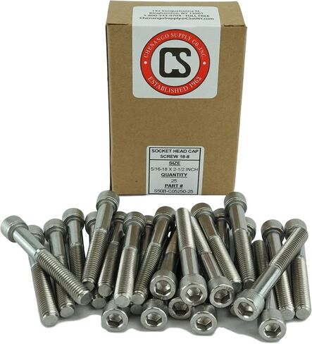 Stainless 5/16-18 x 1-3/4" (5/8" to 3" Available) Socket Head Cap Screws, Full Thread, Hex Drive, Stainless Steel 18-8, Coarse Thread (5/16-18 x 1-3/4) in Kuwait