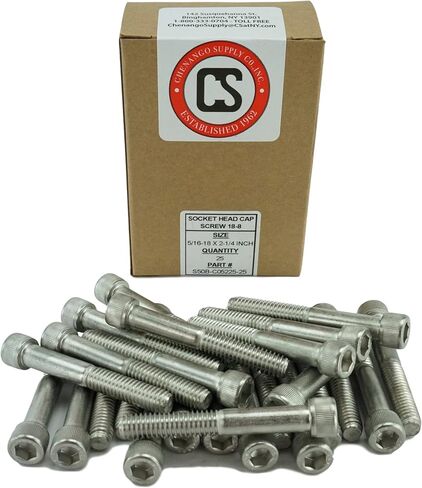 Stainless 5/16-18 x 1-3/4" (5/8" to 3" Available) Socket Head Cap Screws, Full Thread, Hex Drive, Stainless Steel 18-8, Coarse Thread (5/16-18 x 1-3/4) in Kuwait
