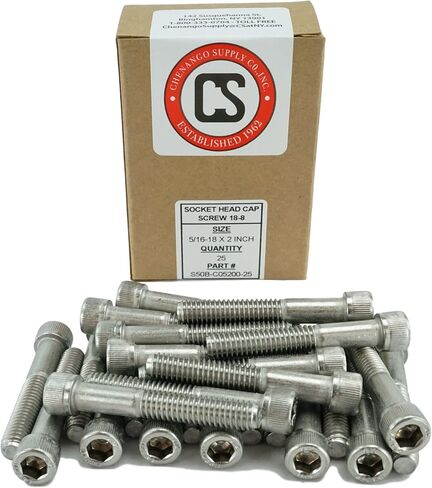 Stainless 5/16-18 x 1-3/4" (5/8" to 3" Available) Socket Head Cap Screws, Full Thread, Hex Drive, Stainless Steel 18-8, Coarse Thread (5/16-18 x 1-3/4) in Kuwait