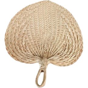 Dzrige Natural Raffia Fans Heart Shaped Palm Leaf Hand Fans Handmade Palm Leaf Handheld Bamboo Fans Chinese Style Hand Weaving Fans for Summer Cooling Weddings Party Kitchen Supplies