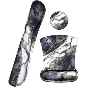 Lvtree Keyboard Wrist Rest + Mouse Wrist Rest Pad + Cup Coaster,Ergonomic Durable Non-Slip Memory Foam Support for Office,Home,Gaming,Computer,Laptop,Easy Typing and Pain Relief, Black Leopard Print