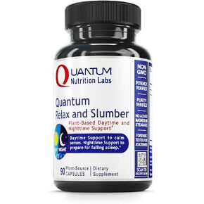 QNL Quantum Relax & Slumber - Organic, Natural Sleep Supplement for Adults - Sleep Support Supplement with Magnesium, Valerian Root, Lavender, Turmeric & More - 60 Vegetarian Capsules