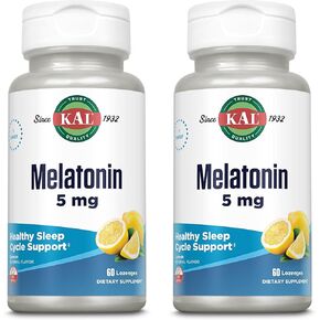 KAL ميلاتونين 5 ملغ، ليمون - 60 قرص استحلاب - مع فيتامين ب 6 - نباتي - 60 وجبة | عبوة من 2 in Kuwait