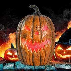 MUMTOP Halloween Pumpkin Lantern, Light Up Jack O Lantern Pumpkin, Shadow Control Sensor Colorful Lights Pumpkin with Ghastly Laughter for Halloween Decor
