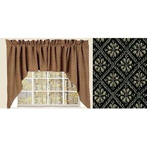 Home Collection by Raghu 2-Piece Kingston Jacquard Swag, 72 by 36-Inch, Black/Nutmeg