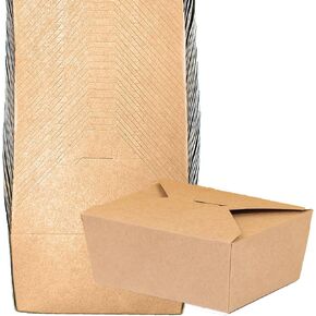 50 Pack 47 oz Large Takeout Food Container, Heavy-duty Microwave Kraft Paper Takeout Box, Leak Proof and Oil Resistant Paper Lunch Box, Cardboard Takeout Box for Restaurants, Homes, and Gatherings