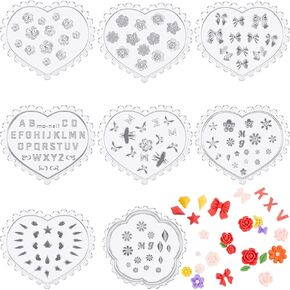 8 Pcs Small Flower Polymer Clay Molds Mini Flower and Leaf Polymer Clay Molds for Jewelry Making Rose Daisy Silicone Molds Earring Clay Cutters Polymer Clay Molds for Earrings Polymer Clay Decoration