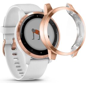 Screen Protector Cases Compatible with Garmin Vivoactive 4S/Venu 2S 40mm,All-Around Soft TPU Protective Case Bumper Frame Cover (Rose Gold)