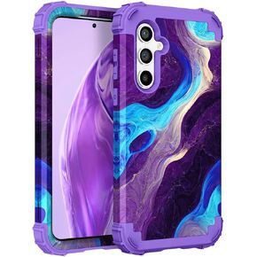 Hocase for Galaxy S23 FE Case, Heavy Duty Shockproof Protection Soft Silicone Rubber+Hard Plastic Bumper Hybrid Protective Case for Samsung Galaxy S23 FE 5G (6.4") 2023 - Teal Flowers