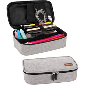 Big Capacity Pencil Case, Oxford Cloth Pencil Bag Storage Pouch Pen Pencil Marker Stationery Bag Holder for Middle College and Office, Idea Gift for Back to School Season - Black in Kuwait