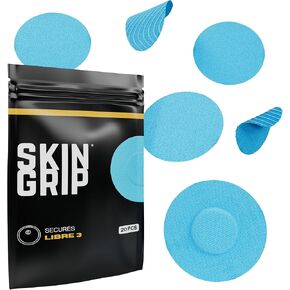 Skin Grip CGM Patches for Freestyle Libre 3 (20-Pack), Waterproof & Sweatproof for 10-14 Days, Pre-Cut Adhesive Tape, Continuous Glucose Monitor Protection (Pink)
