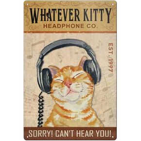 Chubby Kitty Vintage Metal Tin Sign Home Kitchen Wall Retro Poster Plaque 8x12 Inch