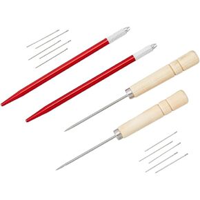 DICOSMETIC 14Pcs Set Platinum Rerooting Tool for Doll Hair Doll Wig Tool Accessories Needles for Doll Breed Hair Implant Needle and Crochet Needle Brass Wood Doll Making Kit