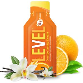 Level Life Fast Acting Glucose Gel Packs - 20 Count Orange Vanilla Dream - FSA/HSA Eligible - 15g Oral Glucose Gel for Low Blood Sugar - Liquid Glucose Packets - Diabetic Supplies Made in The USA