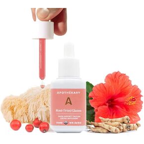 نظارات Apothékary Rosé-Tinted Glass، صبغة بديلة للورد، مكمل عشبي، خالي من السكر، نباتي