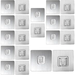 20pcs Double Sided Adhesive Hooks Wall Hooks for Hanging, Clear Self Adhesive Hooks for for Bathroom Living Room Kitchen Hanging (10set)