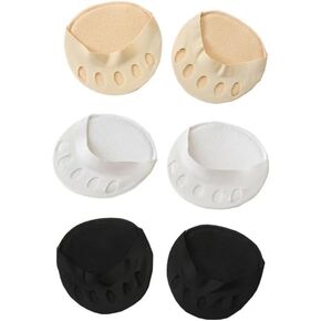 4everY 3pairs Foot Pads Reusable Soft Ball of Foot Cushions Forefoot Pads for Women，Sweat Absorbent Non-Slip Foot Cover Inner Socks，Prevention Pain Relief Honeycomb Fabric Toe Socks