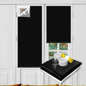 SHERY Blackout Door Curtain - Privacy Thermal Insulated French Door Window Curtains Patio French Door shades cordless roller shades easy assemble and adjustable The heigh