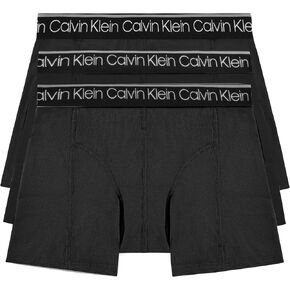 Calvin Klein Men's Cotton Stretch 3-Pack Boxer Brief (Large, Navy, Blue, Light Blue)