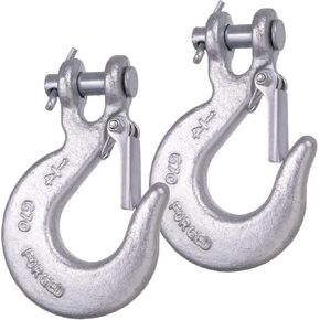 5/16 Inch Safety Chain Hooks, Clevis Slip Hook with Safety Latch, Grade 70 Forged Steel 14,000 Lb for Trailer Truck Transport Tow Winch Hook Trailer(5/16 Inch, 4 Pack)
