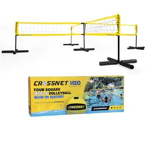 CROSSNET H2O Volleyball Pool Game - Four Square Net - Quick Assemble & Portable - Perfect Pool Toys for All Families W/Accessories