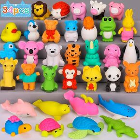 120 Pack Animal Pencil Erasers for Kids Bulk Desk Pet Toy 3D Mini Puzzle Erasers Take Apart Erasers Treasure Box Toys Game Prize Party Favors Gift Classroom Prize Reward Back to School Supplies