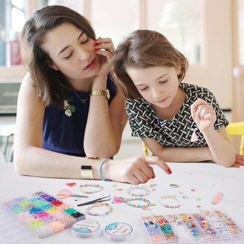 OCARDI 7000+ Pcs Bracelet Making Kit - 28 Colors Clay Beads for Bracelet Making-Friendship Bracelet Kit with Gift Pack - Bracelet Making Kit for Adults-Jewelry Making Kit for Girls 8-12 in Saudi Arabia