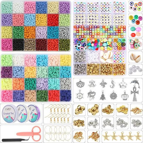 OCARDI 7000+ Pcs Bracelet Making Kit - 28 Colors Clay Beads for Bracelet Making-Friendship Bracelet Kit with Gift Pack - Bracelet Making Kit for Adults-Jewelry Making Kit for Girls 8-12 in Saudi Arabia