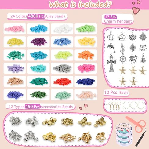 OCARDI 7000+ Pcs Bracelet Making Kit - 28 Colors Clay Beads for Bracelet Making-Friendship Bracelet Kit with Gift Pack - Bracelet Making Kit for Adults-Jewelry Making Kit for Girls 8-12 in Saudi Arabia