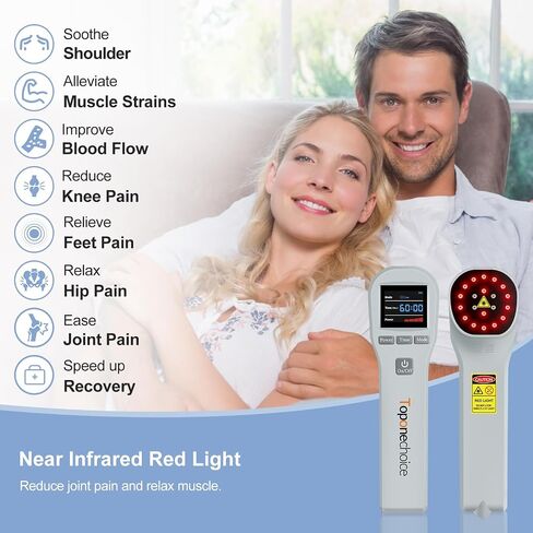 جهاز العلاج بالضوء الأحمر من Toponechoice، 4x808nm+16x650nm، العلاج بالضوء الأحمر بالأشعة تحت الحمراء لتخفيف آلام الجسم، استرخاء عضلات الساق الخلفية للركبة، آلة العلاج بالضوء الأحمر لجسم الإنسان والحيوانات الأليفة والكلاب والخيول in Kuwait
