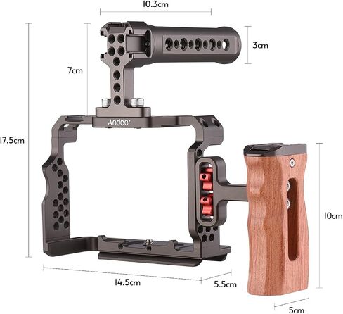 Andoer Camera Rig Aluminum Alloy Replacement Kit with Wooden Handle on Top Video Handle for Sony A7R III, A7 II, A7III in Saudi Arabia