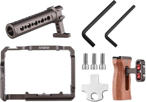 Andoer Camera Rig Aluminum Alloy Replacement Kit with Wooden Handle on Top Video Handle for Sony A7R III, A7 II, A7III in Saudi Arabia