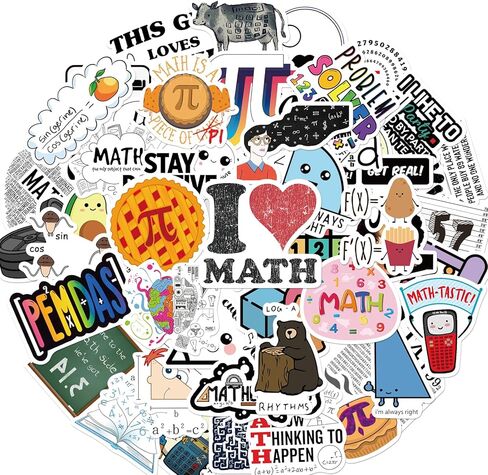 ملصقات مقاومة للماء غير لامعة من Math Formula Science Geek Graffiti - مكافآت رائعة للطلاب - تزيين أجهزة الكمبيوتر المحمول وأمتعة الجيتار وزجاجة المياه وزجاجة المياه ودفتر الدراجة - 50 نمطًا فريدًا in Kuwait