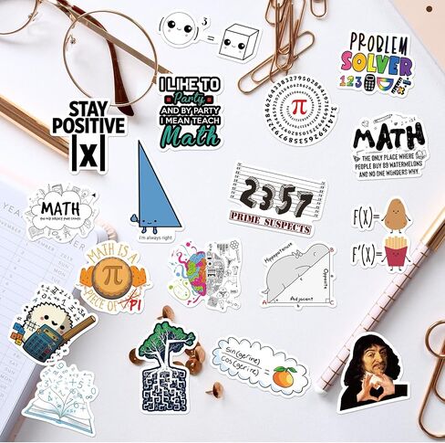 ملصقات مقاومة للماء غير لامعة من Math Formula Science Geek Graffiti - مكافآت رائعة للطلاب - تزيين أجهزة الكمبيوتر المحمول وأمتعة الجيتار وزجاجة المياه وزجاجة المياه ودفتر الدراجة - 50 نمطًا فريدًا in Kuwait