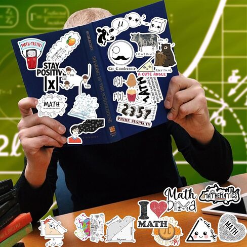 ملصقات مقاومة للماء غير لامعة من Math Formula Science Geek Graffiti - مكافآت رائعة للطلاب - تزيين أجهزة الكمبيوتر المحمول وأمتعة الجيتار وزجاجة المياه وزجاجة المياه ودفتر الدراجة - 50 نمطًا فريدًا in Kuwait