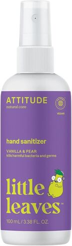 ATTITUDE Hand Sanitizer Spray for Kids, Perfect Travel Size Format, Kills Bacteria and Germs, Vegan and Cruelty-Free, Vanilla and Pear, 3.5 Fl Oz in Kuwait