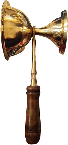 مقبض خشبي من النحاس الكافور Dhoop Arti (140 جرام 9 × 3 × 3 بوصة) نحاس Diya dhoop dani نحاس مع مقبض Dhoop Camphor Burner in Kuwait