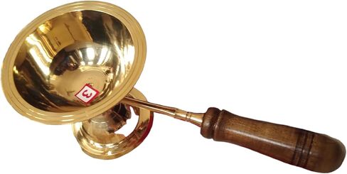 مقبض خشبي من النحاس الكافور Dhoop Arti (140 جرام 9 × 3 × 3 بوصة) نحاس Diya dhoop dani نحاس مع مقبض Dhoop Camphor Burner in Kuwait