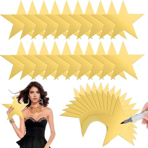 Sibba Star Cutouts 20 Pcs Large Gold Star Cutouts Decoration Double Printed Paper Home Décor Accents Cardboard Cutouts Bulletin Board for Classroom Wall Wedding 11 Inches (20pcs Gold) in Saudi Arabia