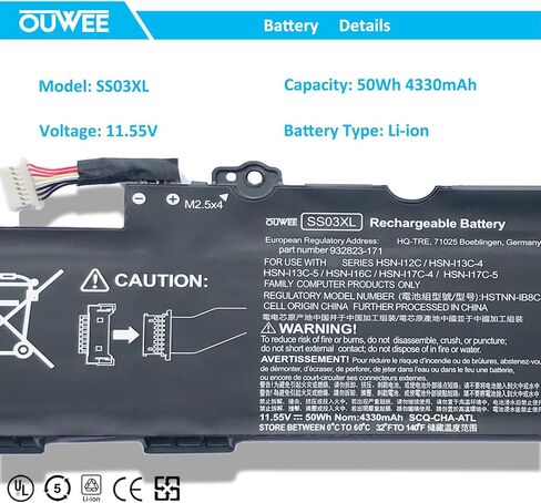 OUWEE HSTNN-LB8B FM08 Laptop Battery Compatible with HP Omen 17-AN013TX 17-AN014TX 17-AN014NG 17-an008ur Series TPN-Q195 922752-421 922753-421 922976-855 14.4V 86Wh 5973mAh(16-Pin Connector) in Saudi Arabia