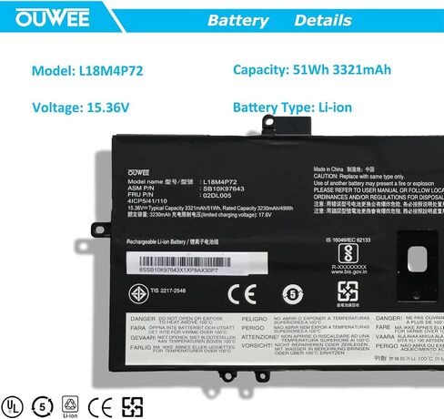 بطارية كمبيوتر محمول OUWEE L15M3PB0 متوافقة مع Lenovo IdeaPad 330S-14AST 330S-14IKB 330S-15ARR 330S-15AST 330S-15IKB Series 5B10Q39202 L15L3PB0 5B10Q39201 L15C3PB1 5B10Q39205 11.25V 52.5 وات في الساعة (الشكل-B) in Saudi Arabia