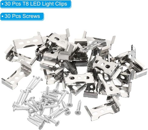 PATIKIL T8 LED Light Brackets, 30 Pack Fluorescent Tube Mounting Clip Holder Hanger Clamps Light Fixture for Ceiling Lamp Bulbs in Home Office, with Screws in Saudi Arabia