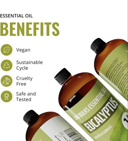 زجاجة زيت عشبة الليمون العطري من Lab Bulks سعة 16 أونصة، للناشرين والرعاية المنزلية والشموع والعلاج العطري - عبوتان in Kuwait